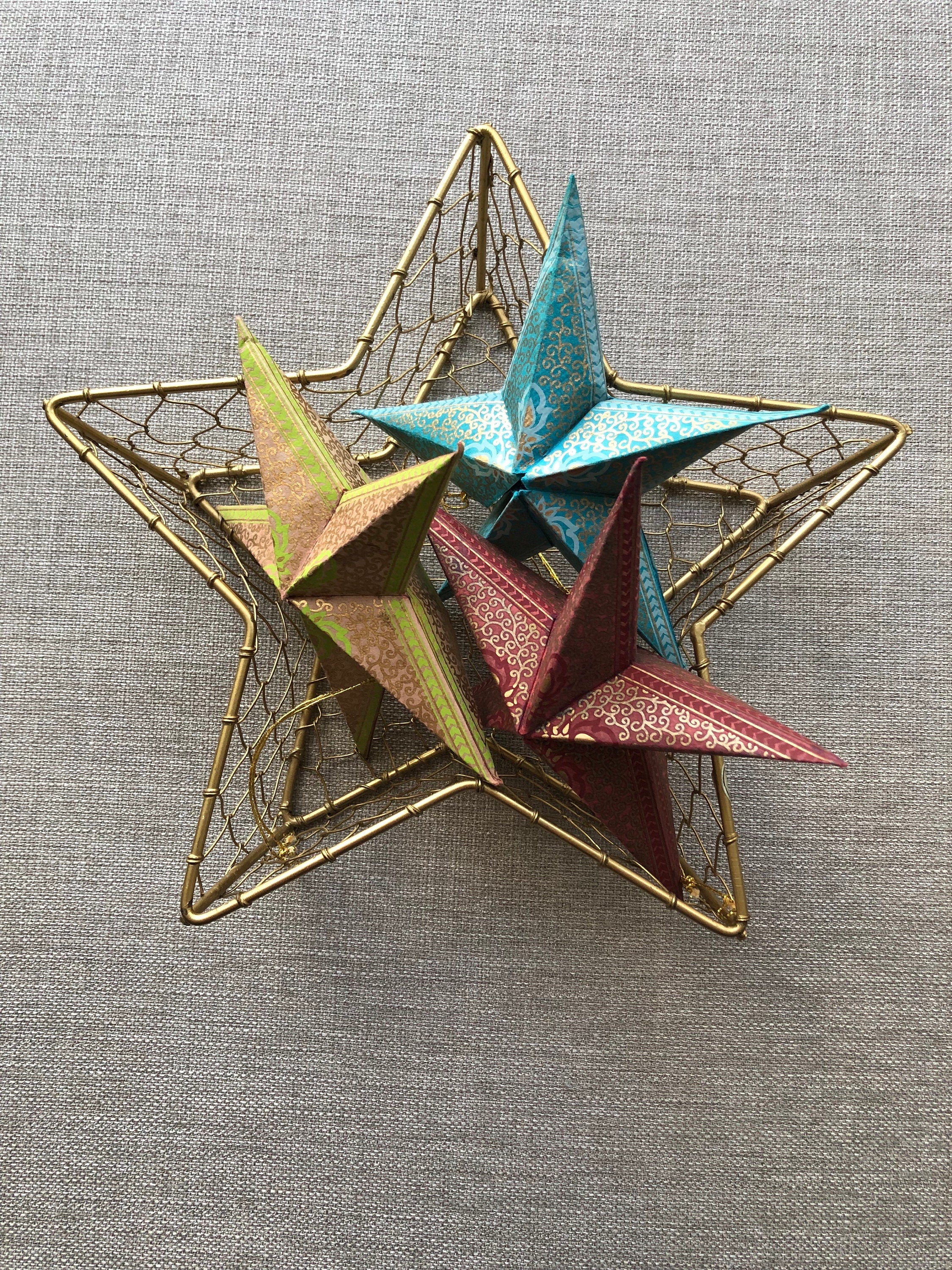 Paper Star Ornament, Set of 3 Stars, Christmas Ornament, Christmas Dec -  bombaypaper