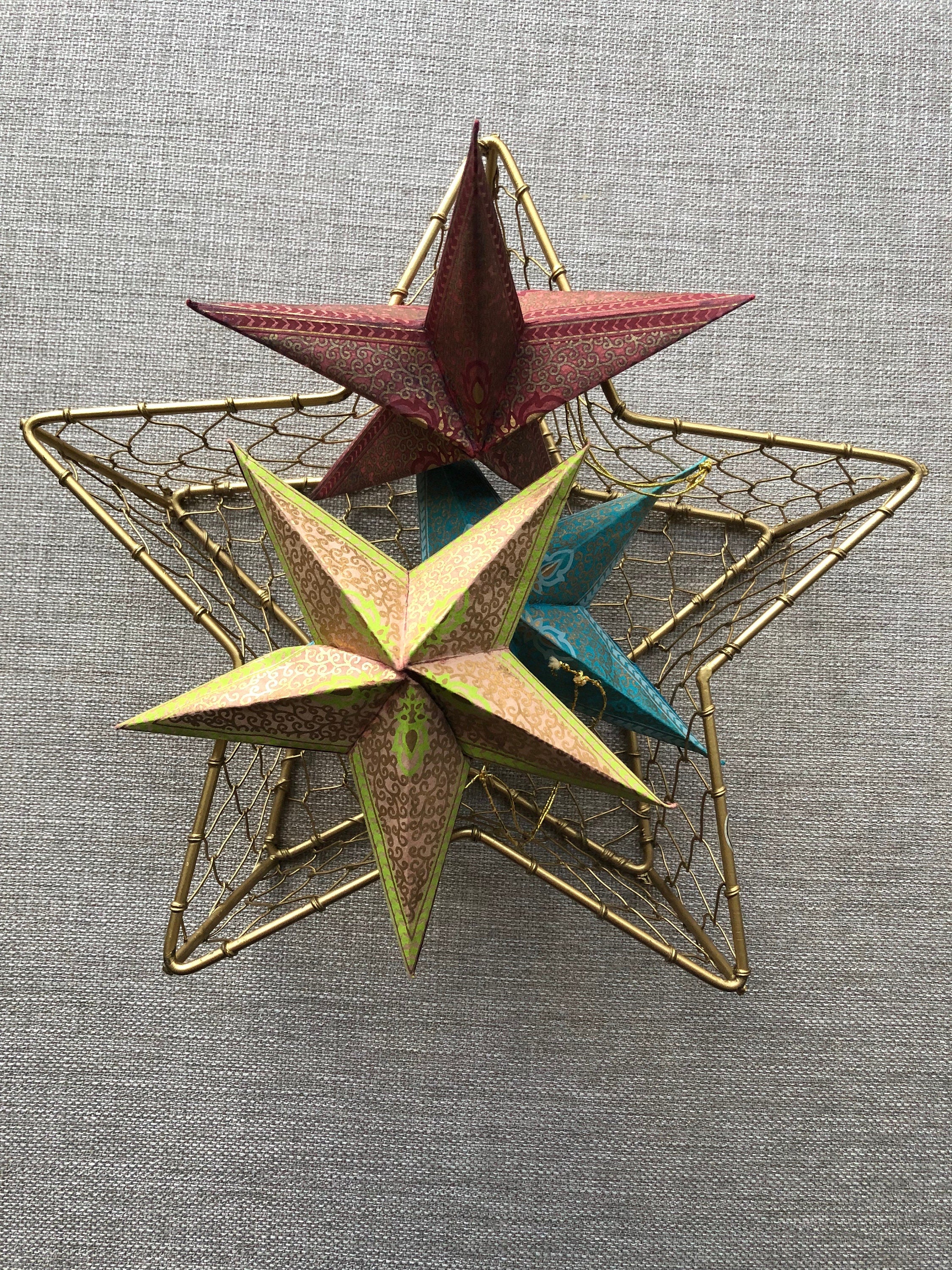 Paper Star Ornament, Set of 3 Stars, Christmas Ornament, Christmas