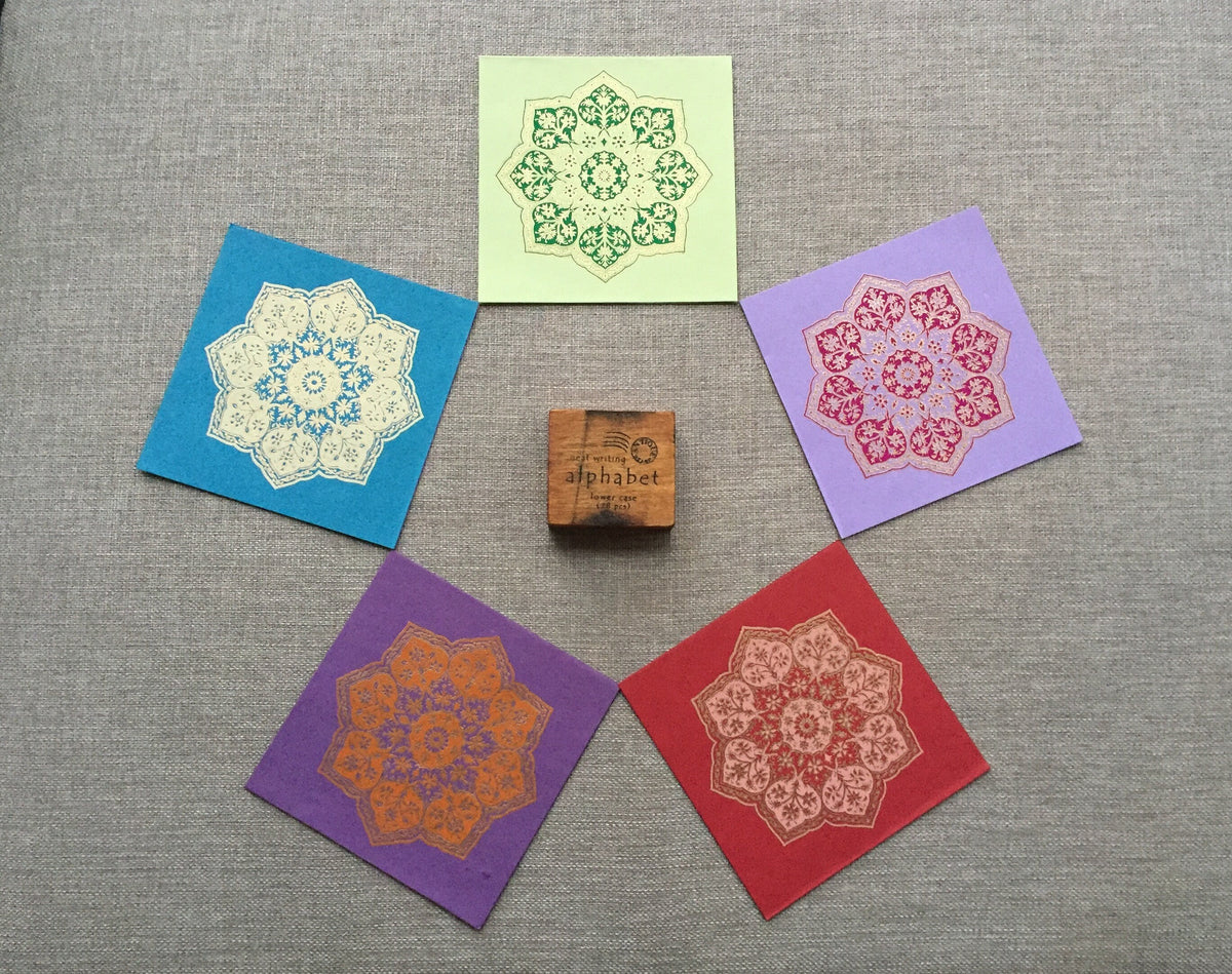 Mandala Madness - Blank Cards Set of 5 Multi-colored cards with 5 Vanilla Envelopes, Ethnic, Thank You Cards, Invitation Cards